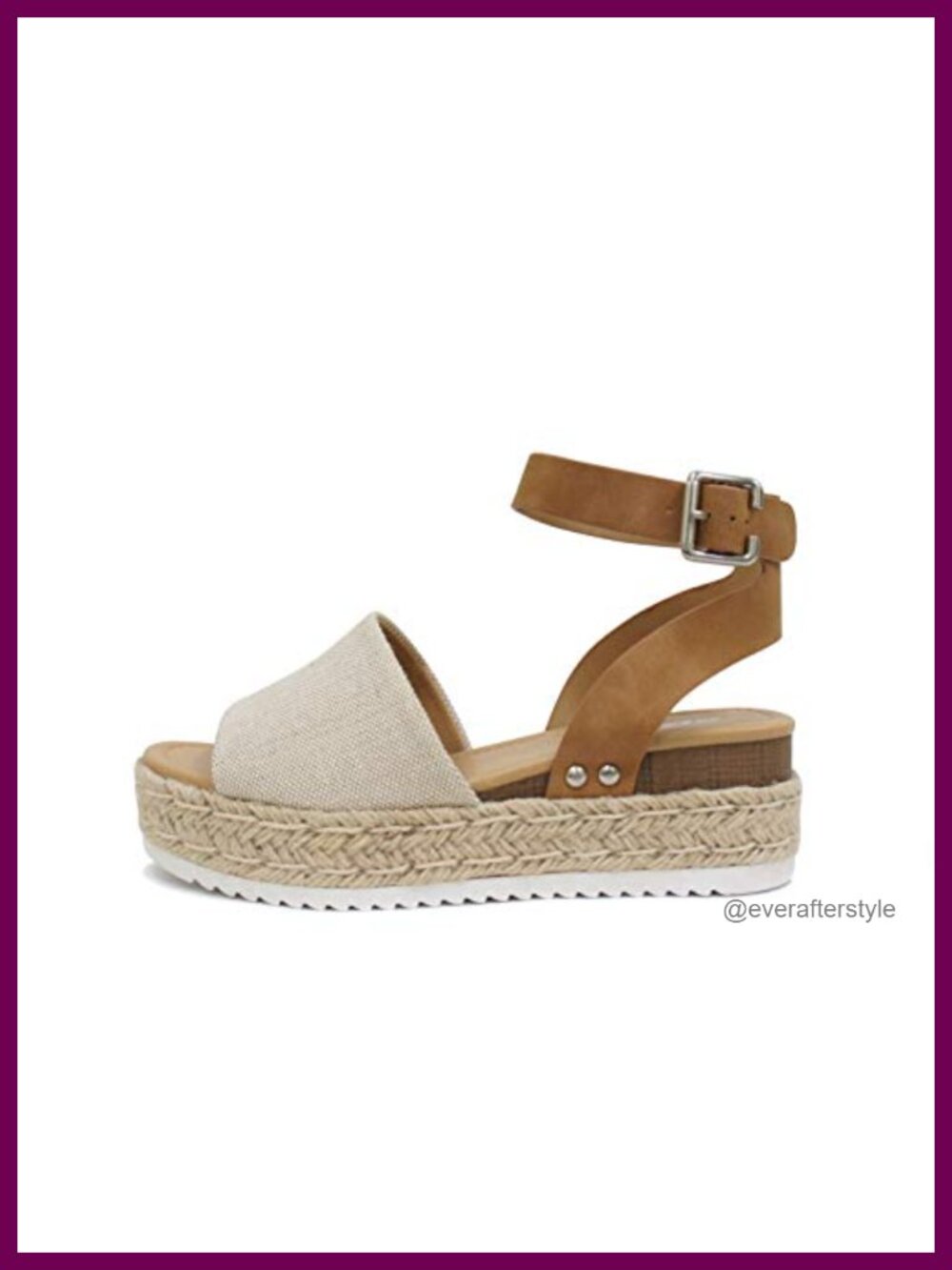 Open Toe Buckle Ankle Strap Espadrilles Flatform Wedge Casual Sandal